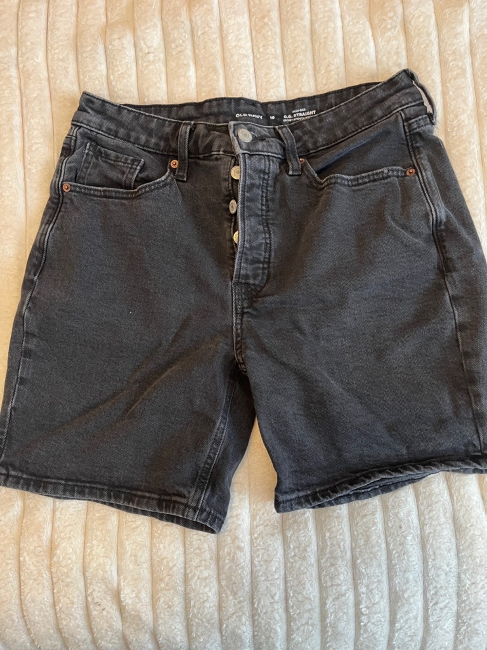 Old Navy Black High-Rise Straight Denim Shorts